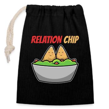 Humorous Avocado Couple with Relation Chip - Closable cotton gift bag (14x20cm) - black - Front