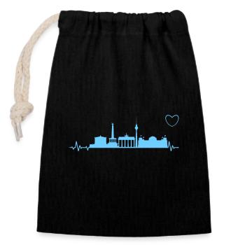 Berlin Heartbeat EKG Spree capital - Sac cadeau en coton avec cordon (14 x 20 cm) - noir - Devant