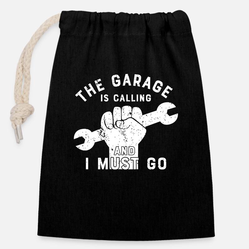 mechanic - Closable cotton gift bag (14x20cm) - black