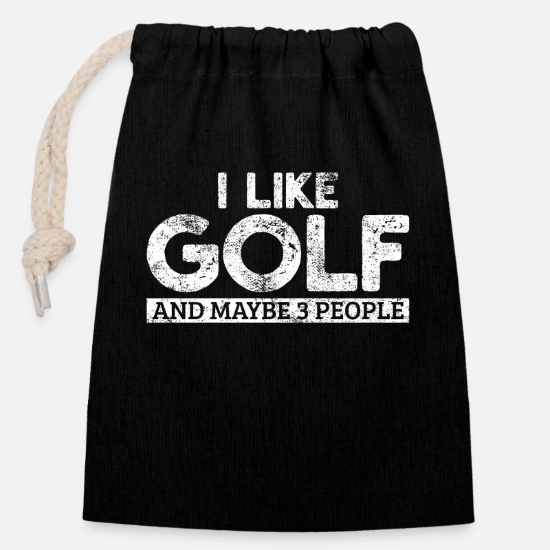 Golf Golfspieler Golfen - Verschließbarer Geschenkbeutel aus Baumwolle (14x20cm) - Schwarz
