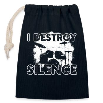 Drums Drummer - Closable cotton gift bag (14x20cm) - navy - Front