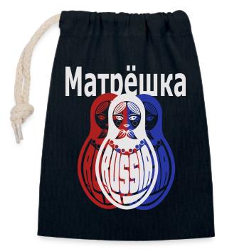 Matroschka, Russisch - Verschließbarer Geschenkbeutel aus Baumwolle (14x20cm) - Navy - Vorne