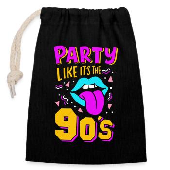 90s Party - Closable cotton gift bag (14x20cm) - black - Front