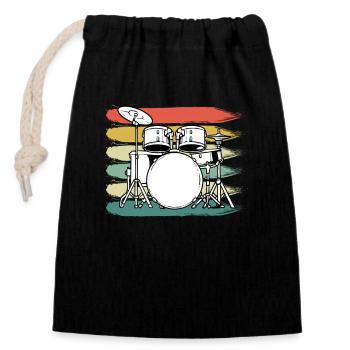 Drums Drummer - Closable cotton gift bag (14x20cm) - black - Front