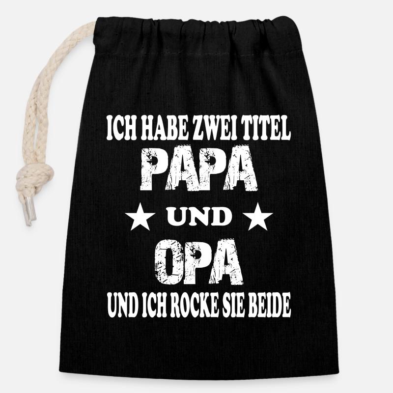 papa und opa - Verschließbarer Geschenkbeutel aus Baumwolle (14x20cm) - Schwarz