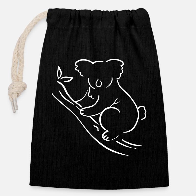 Koala Australien Australier - Verschließbarer Geschenkbeutel aus Baumwolle (14x20cm) - Schwarz