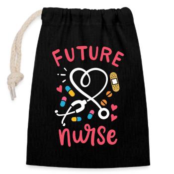 Nurse Training - Closable cotton gift bag (14x20cm) - black - Front