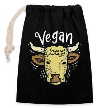 Veganer Vegan - Verschließbarer Geschenkbeutel aus Baumwolle (14x20cm) - Schwarz - Vorne