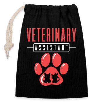 Assistant vétérinaire Vet Tech - Sac cadeau en coton avec cordon (14 x 20 cm) - noir - Devant