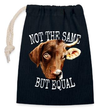 Vegan Not The Same But Equal Vegetarian Animal Lover - Closable cotton gift bag (14x20cm) - navy - Front