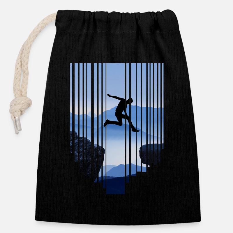 Saut de parkour - Sac cadeau en coton avec cordon (14 x 20 cm) - noir