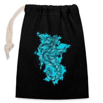 hippocampe - Sac cadeau en coton avec cordon (14 x 20 cm) - noir - Devant