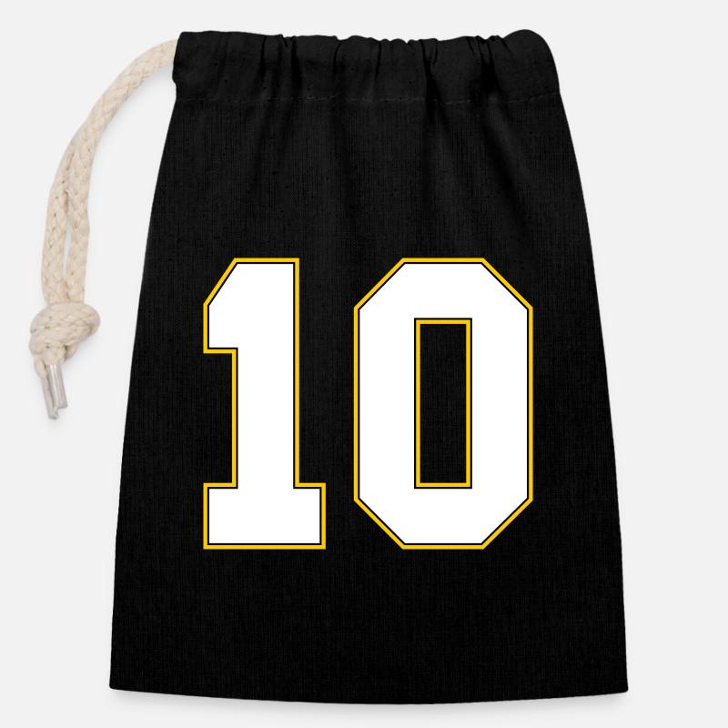 10 number jersey - Closable cotton gift bag (14x20cm) - black