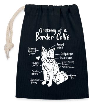 Border Collie - Closable cotton gift bag (14x20cm) - navy - Front