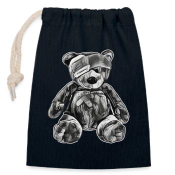 Spielzeug-Teddybär mit Augenklappe - Verschließbarer Geschenkbeutel aus Baumwolle (14x20cm) - Navy - Vorne