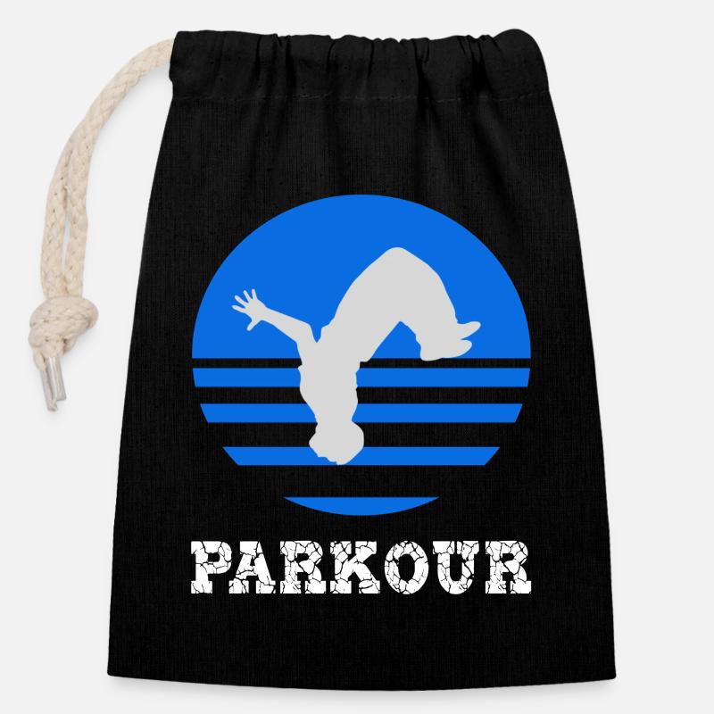 parkour - Verschließbarer Geschenkbeutel aus Baumwolle (14x20cm) - Schwarz