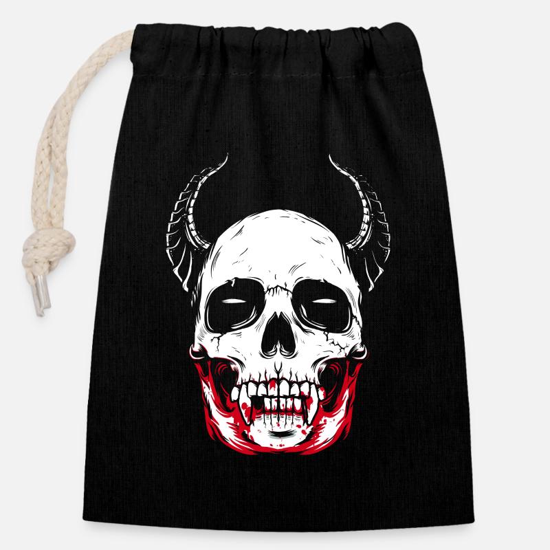 Vampire skeleton horror skull - Closable cotton gift bag (14x20cm) - black