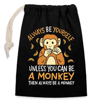 monkey - Closable cotton gift bag (14x20cm) - black - Front