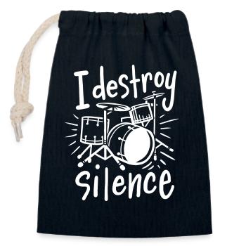 Drummer Drums - Closable cotton gift bag (14x20cm) - navy - Front