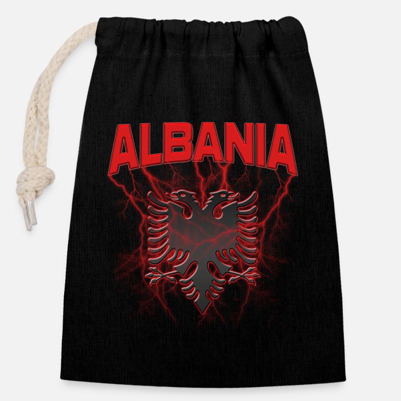 Albania Albanian Eagle - Closable cotton gift bag (14x20cm) - black