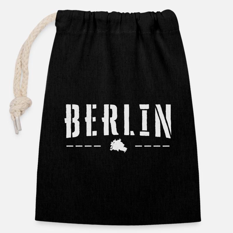 Berlin - Verschließbarer Geschenkbeutel aus Baumwolle (14x20cm) - Schwarz