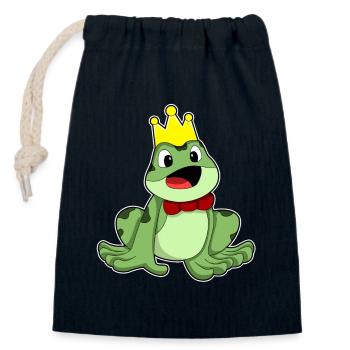 Couronne de grenouille - Sac cadeau en coton avec cordon (14 x 20 cm) - bleu marine - Devant