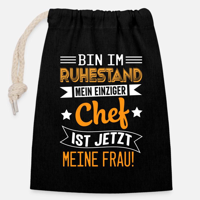 Rente Pension Ruhestand Rentner 2021 - Verschließbarer Geschenkbeutel aus Baumwolle (14x20cm) - Schwarz