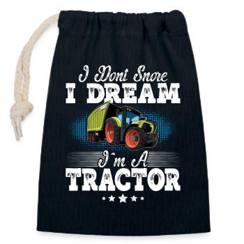 Tracteur ronflement disant drôle - Sac cadeau en coton avec cordon (14 x 20 cm) - bleu marine - Devant