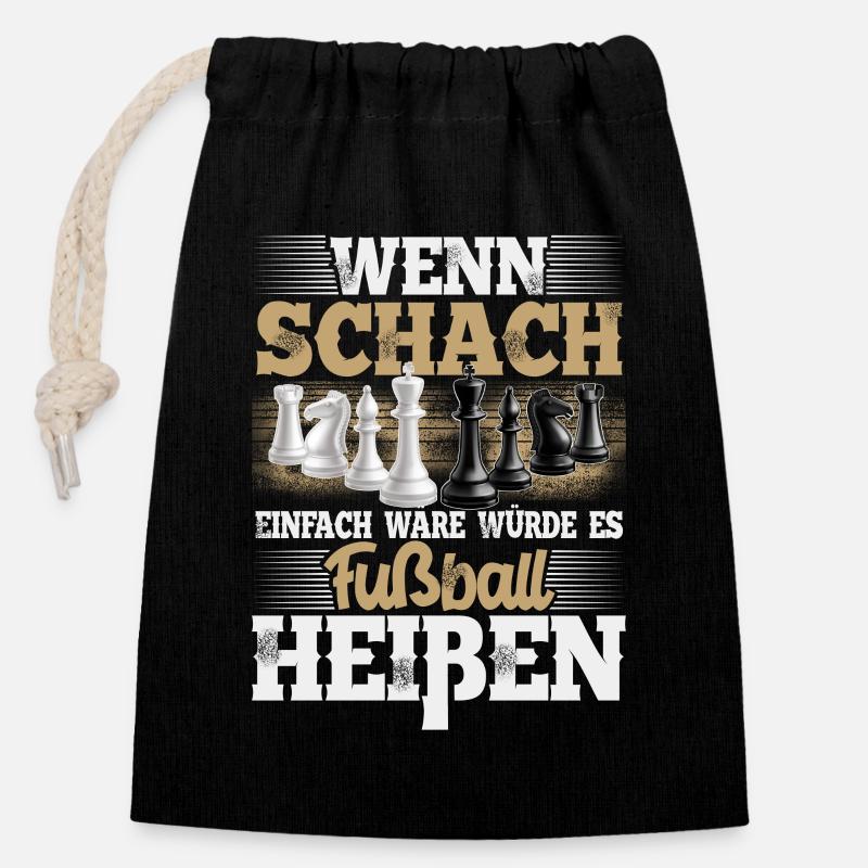 Schach - Verschließbarer Geschenkbeutel aus Baumwolle (14x20cm) - Schwarz