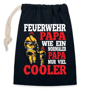 Firefighter Dad Father - Closable cotton gift bag (14x20cm) - navy - Front