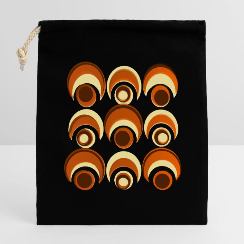 60s 70s Retro Pattern Circle Style Pattern Closable cotton gift bag (14x20cm)