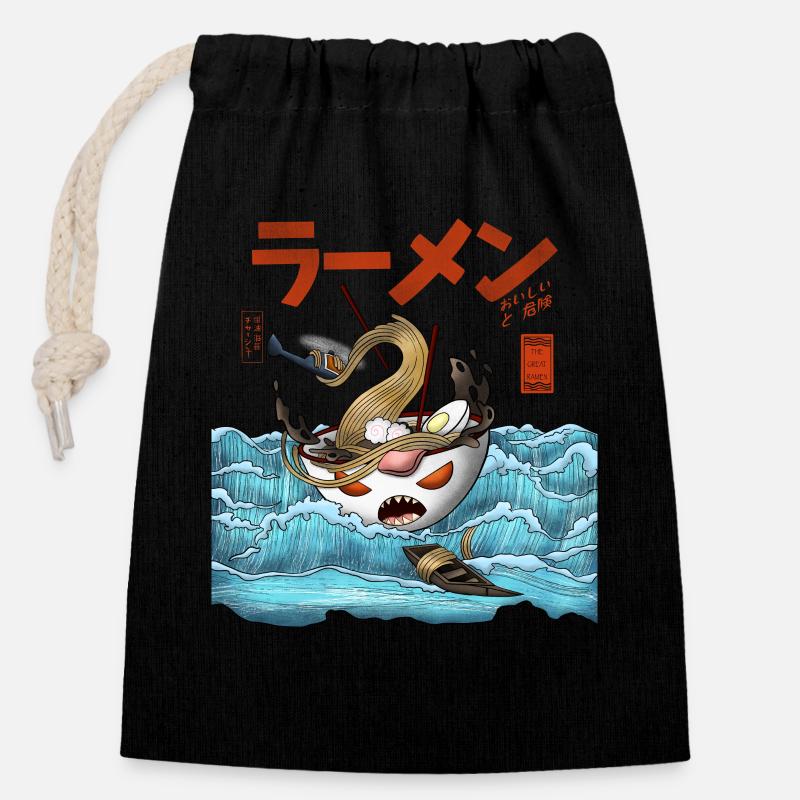 ramen - Closable cotton gift bag (14x20cm) - black