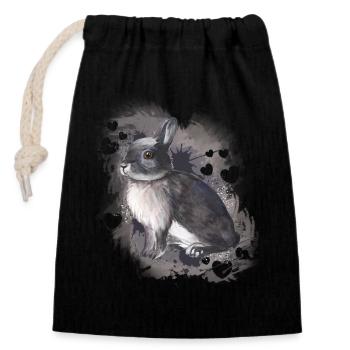 Rabbit - Closable cotton gift bag (14x20cm) - black - Front