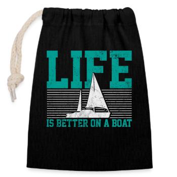 Sailboat Sailor - Closable cotton gift bag (14x20cm) - black - Front