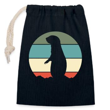 Präriehund Retro - Verschließbarer Geschenkbeutel aus Baumwolle (14x20cm) - Navy - Vorne