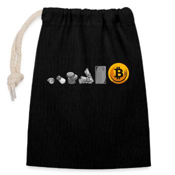 Evolution Of Money Geld Bitcoin Plan B Crypto - Verschließbarer Geschenkbeutel aus Baumwolle (14x20cm) - Schwarz - Vorne