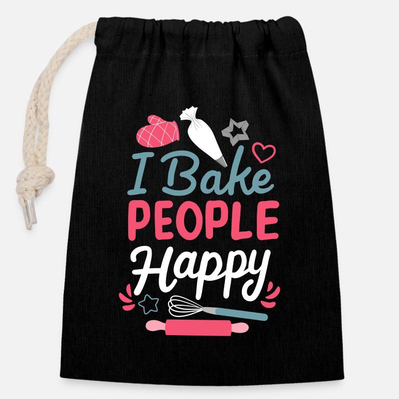 Baking Bakery Hobby Baker - Closable cotton gift bag (14x20cm) - black