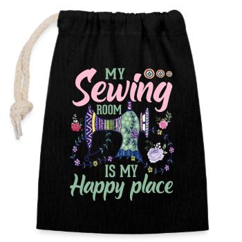 sew - Closable cotton gift bag (14x20cm) - black - Front