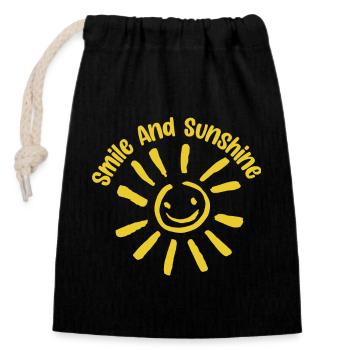 Sourire et soleil Attitude positive - Sac cadeau en coton avec cordon (14 x 20 cm) - noir - Devant