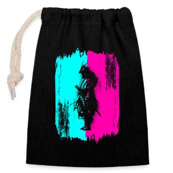 Samurai In A Turquoise And Pink Frame - Closable cotton gift bag (14x20cm) - black - Front