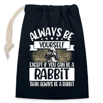 Hase - Verschließbarer Geschenkbeutel aus Baumwolle (14x20cm) - Navy - Vorne