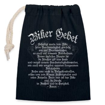 Biker Prayer for Motorcycle Rider Chopper Rocker MC - Closable cotton gift bag (14x20cm) - navy - Front
