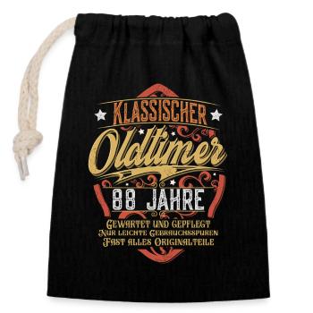 88. Geburtstag Oldtimer - Verschließbarer Geschenkbeutel aus Baumwolle (14x20cm) - Schwarz - Vorne