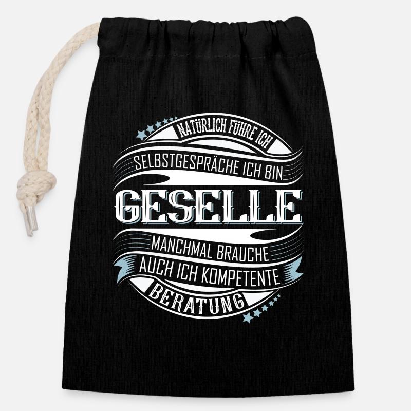 Geselle - Verschließbarer Geschenkbeutel aus Baumwolle (14x20cm) - Schwarz