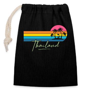 Thaïlande - Sac cadeau en coton avec cordon (14 x 20 cm) - noir - Devant
