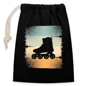 Patins en ligne - Sac cadeau en coton avec cordon (14 x 20 cm) - noir - Devant