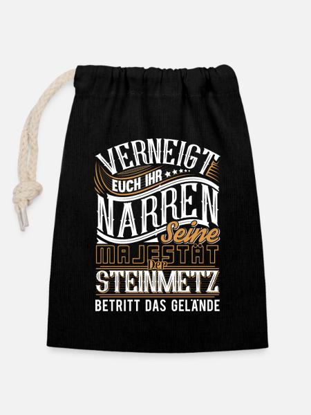 Steinmetz - Verschließbarer Geschenkbeutel aus Baumwolle (14x20cm) - Schwarz