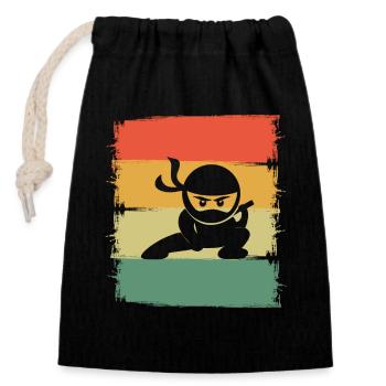 Ninja - Verschließbarer Geschenkbeutel aus Baumwolle (14x20cm) - Schwarz - Vorne