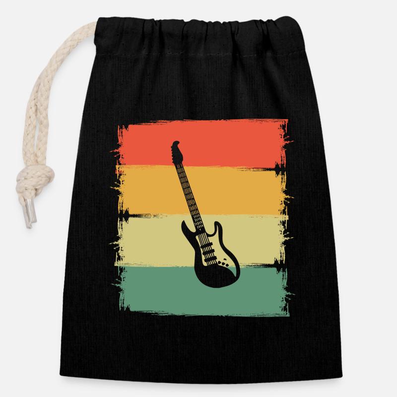Gitarre E-Gitarre Gitarrist - Verschließbarer Geschenkbeutel aus Baumwolle (14x20cm) - Schwarz