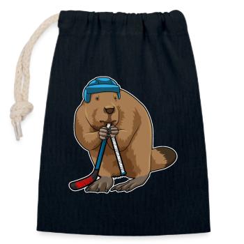Biber Eishockey Eishockeyschläger - Verschließbarer Geschenkbeutel aus Baumwolle (14x20cm) - Navy - Vorne